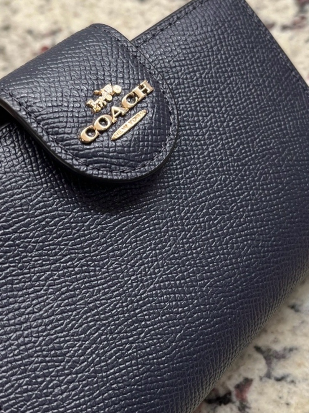 Coach Midnight Saffiano Leather Snap Wallet with Gold Logo - Picture 4 of 9